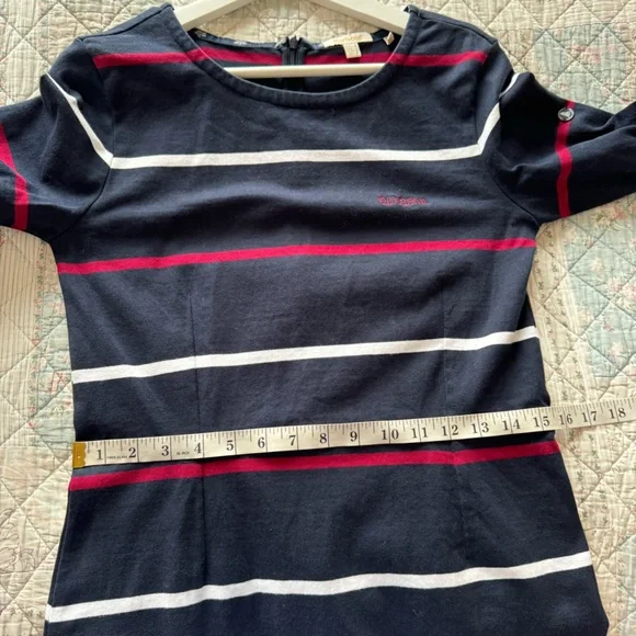 Barbour Oyster Striped Dress Blue Multi Size 6 Cotton - Picture 11 of 14